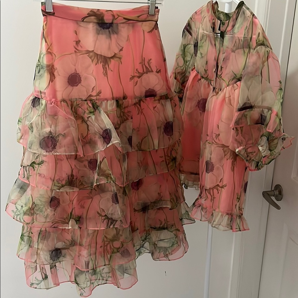 Cynthia Rowley Poppy Floral Print Organza skirt set